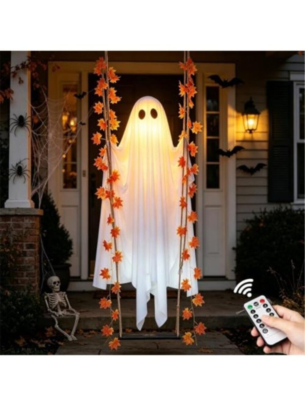 4.4 FT Swinging Ghost Halloween Decor - Outdoor Halloween Decorations with